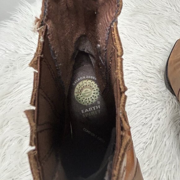 Earth Spirit Pansy Size 7 Brown Leather Western Ankle Boots Booties Distressed - Picture 9 of 9